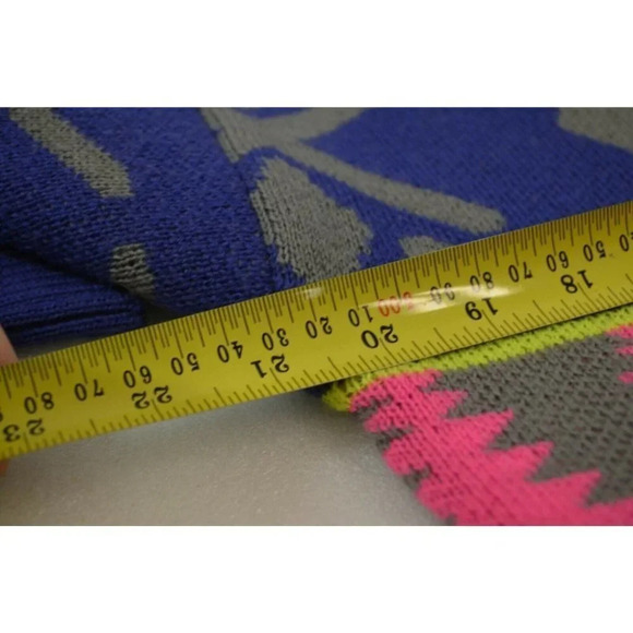 Descente Ugly Sweater Mens Small Geometric Blue Pink 100% Wool Vtg  Retro - Picture 11 of 12